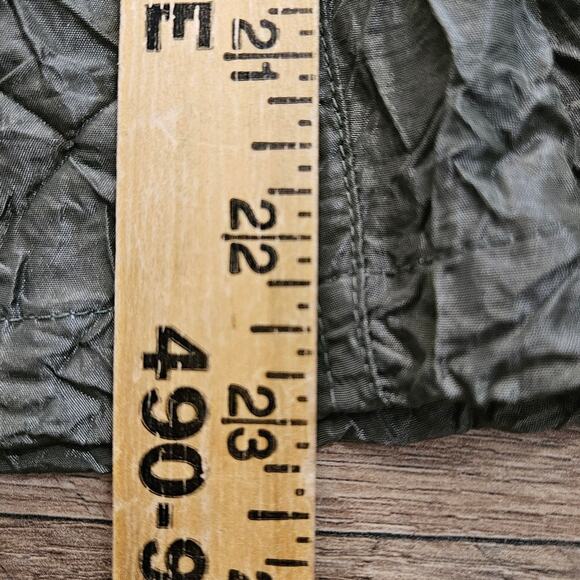 Chico's Olive Green Jacket Crinkle Textured Womens Medium Ruffled Career Mature - Picture 10 of 13